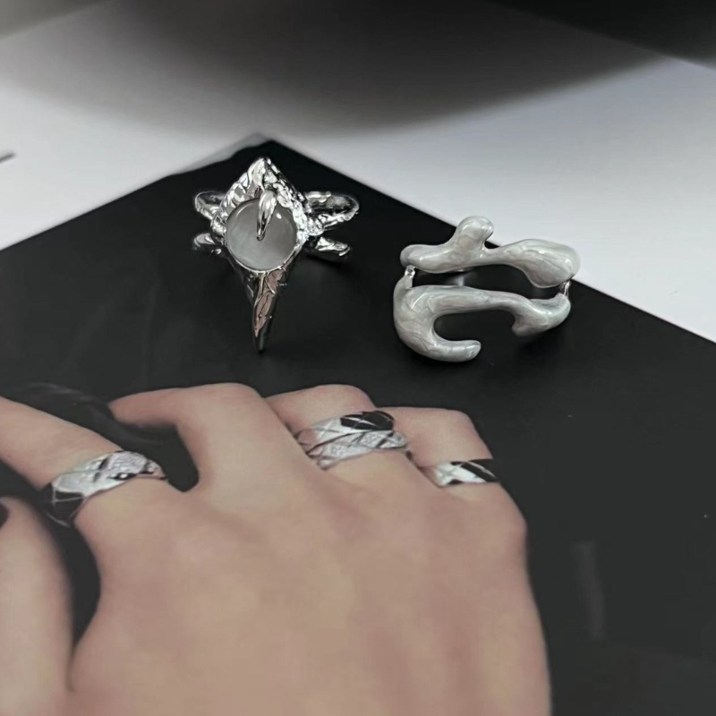 Nhẫn Hở Đính Đá Opal Độc Đáo Thời Trang Cho Cặp Đôi