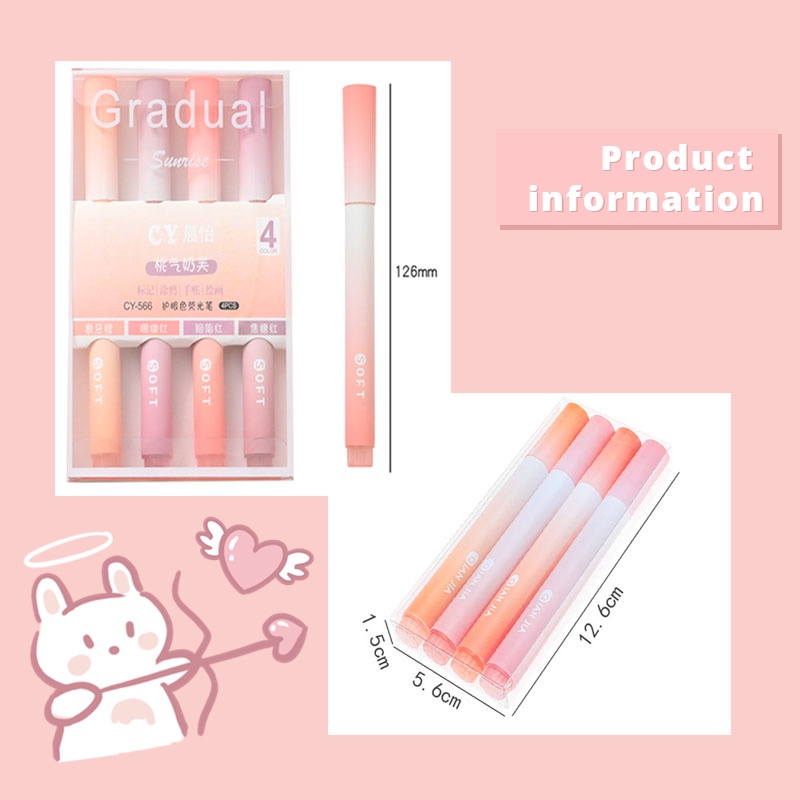 Bộ 4 Bút Đánh Dấu 12 Màu Pastel Đa Năng Dùng Vẽ Tranh Cho Nữ Sinh