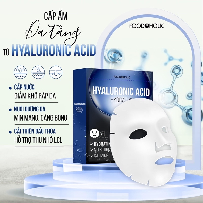 Hộp 10 miếng Mặt nạ giúp cấp ẩm đa tầng Foodaholic Hyaluronic Acid Hydrating Mask 23ml - HA Hydrating
