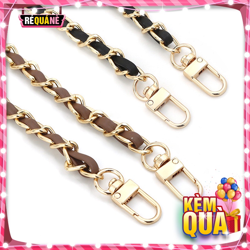 Dây Đeo Túi Xách Da Đan Xích Nhiều Màu Càng Cua Ổ Khoá 8mm RQN2236