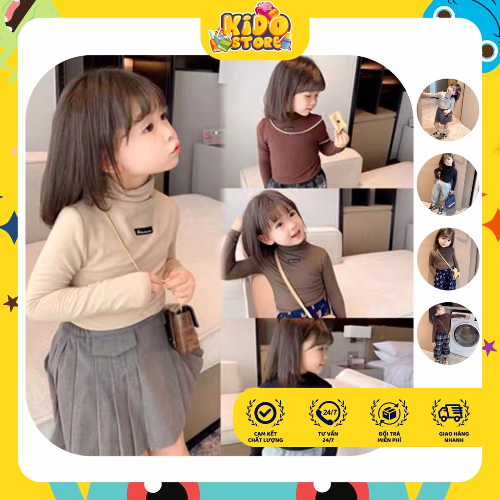 Áo giữ nhiệt bé gái, áo giữ nhiệt cao cổ cho bé gái 3 đến 8 tuổi KDT10