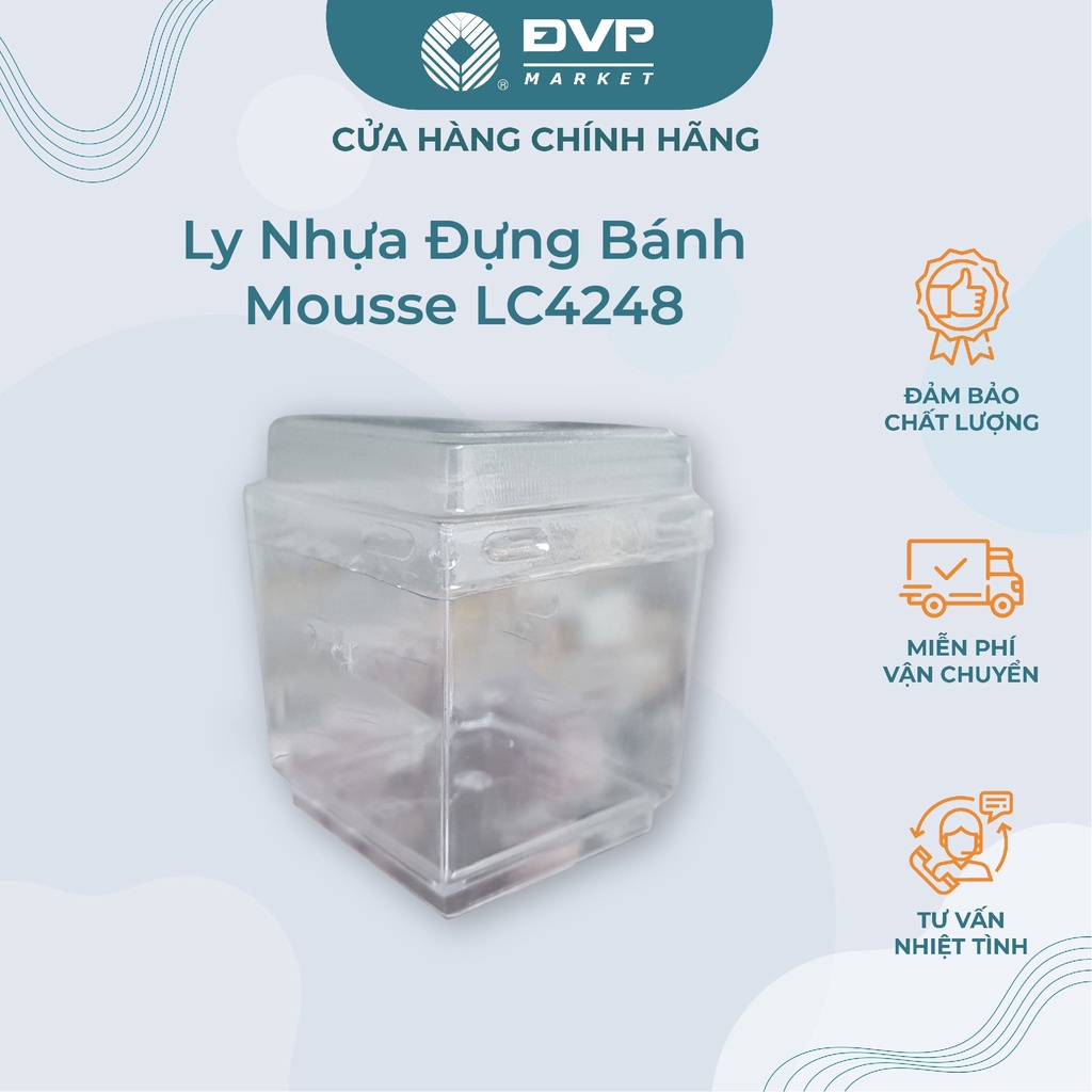 Ly nhựa đựng bánh mousse hình vuông LC4248 4.2cm x 4.8cm - Đại Vạn Phát