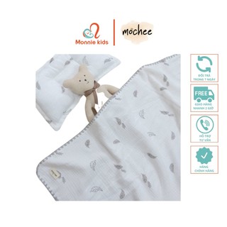 Chăn xô cho bé Mochee kèm gối 100x115cm muslin họa tiết