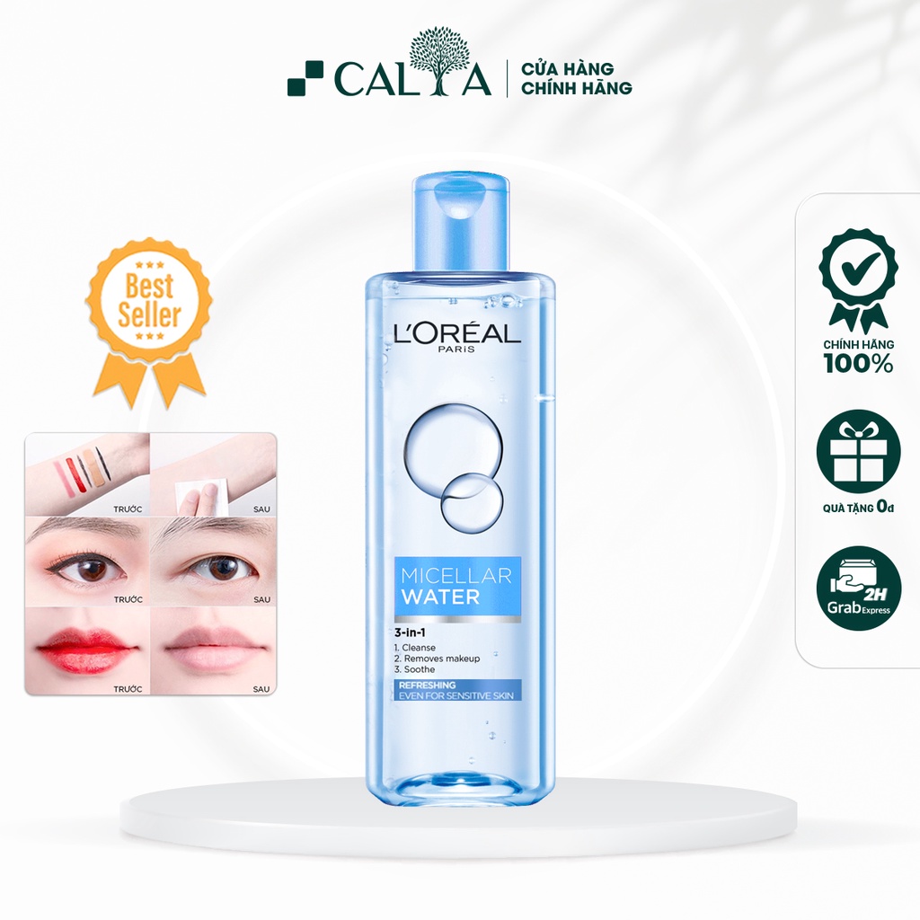 Nước Tẩy Trang L'Oreal Tươi Mát, Sạch Dầu Nhờn, Nắp Xanh Nhạt - Loreal 3-in-1 Micellar Water Refreshing Even 400ml