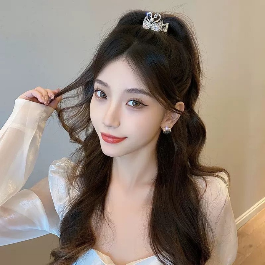 Kẹp Tóc Đuôi Ngựa Bằng Hợp Kim Đính Kim Cương Giả Phong Cách Hàn Quốc