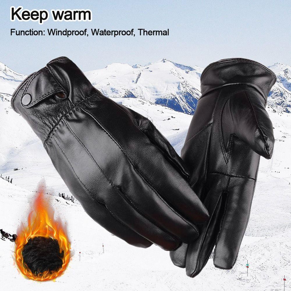 Găng Tay Lái Xe Bằng Da Chống Gió Màu Đen