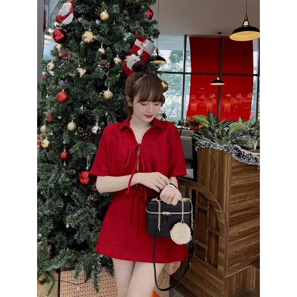 SET ÁO CROPTOP DẬP LI BUỘC NƠ KÈM CHÂN VÁY CHỮ A DÁNG NGẮN