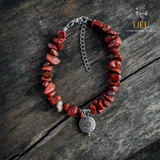 Vòng tay đá thô Jasper đỏ