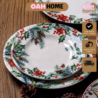 Đĩa lá họa tiết giáng sinh phong cách độc đáo
