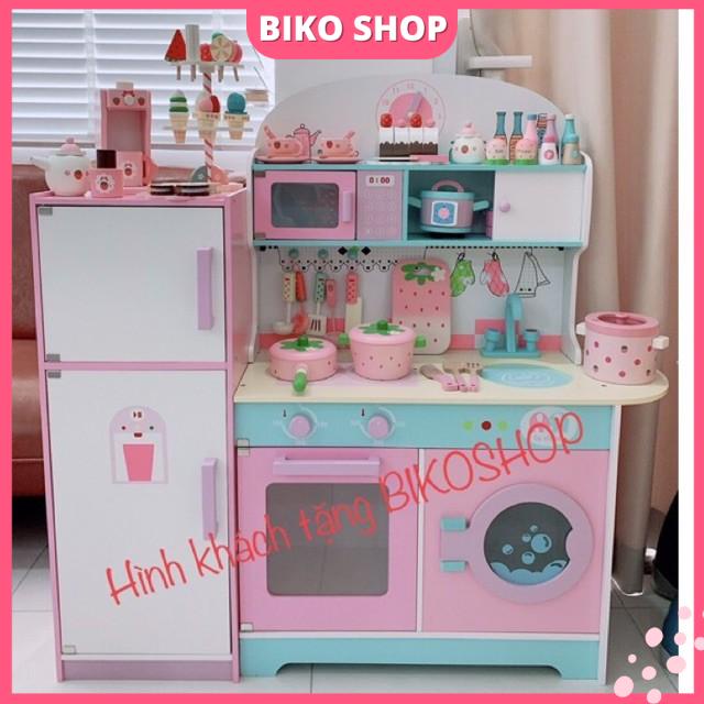 Đồ chơi bếp bằng gỗ màu hồng 101cm cho bé - Đồ chơi gỗ cho bé - Biko Shop