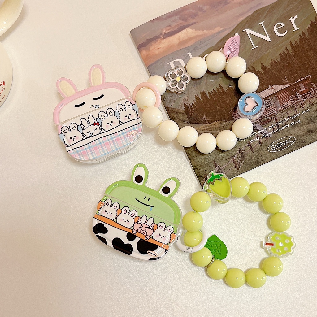 Vỏ Bảo Vệ Hộp Sạc Tai nghe không dây AirPods 1 2 3 Pro2 2022 Bằng Tpu Mềm Trong Suốt Hình Thỏ / Ếch 3D Dễ Thương