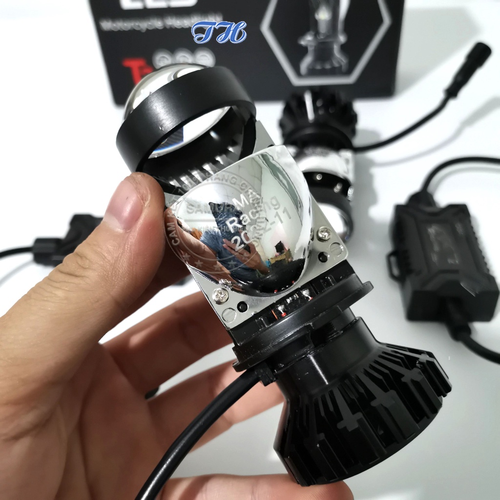 Đèn pha led bi cầu Ma Racing T2 siêu sáng có tản nhiệt chân H4 12-24V