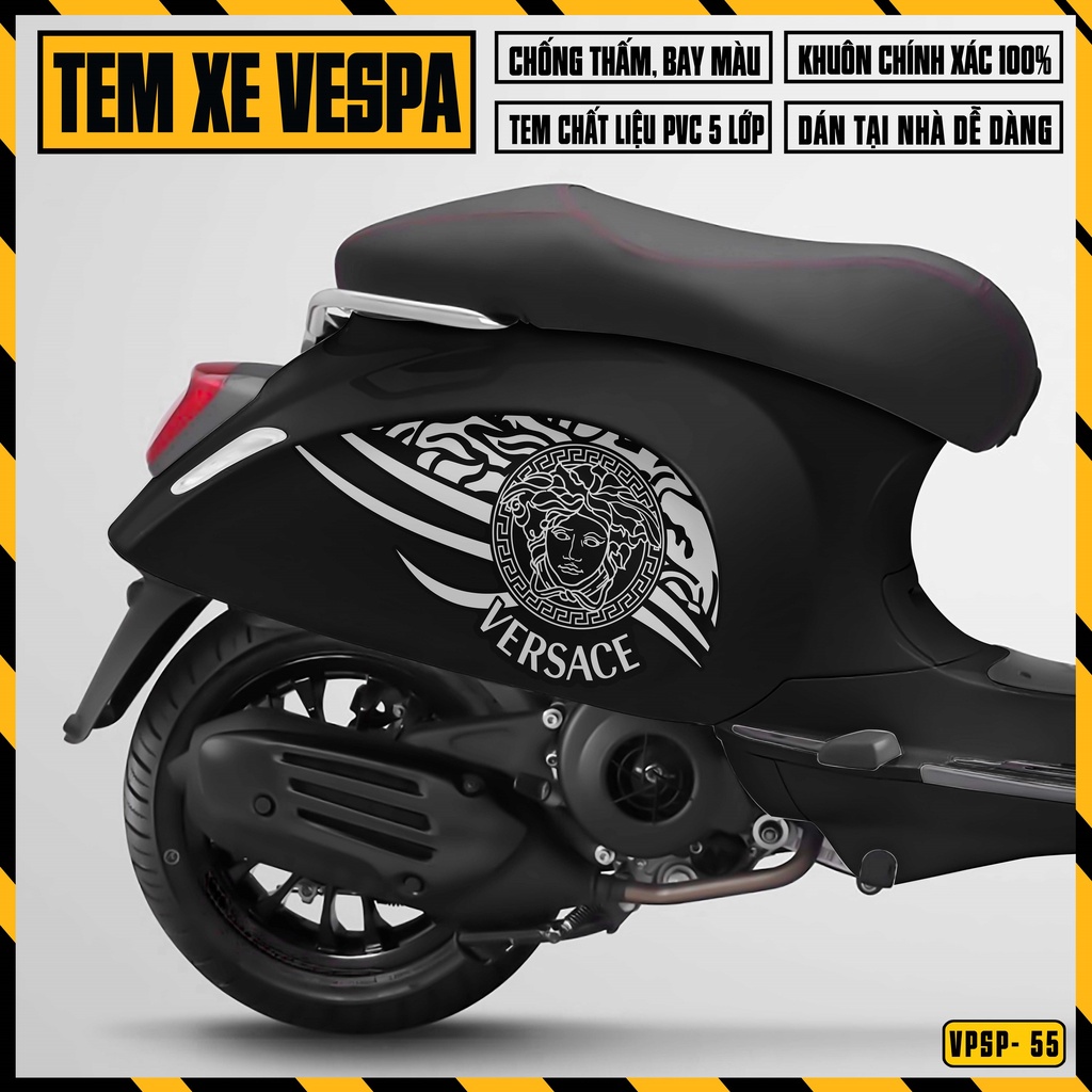 Decal Xe Máy Vespa Sprint / Primavera Thiết Kế Verrsace | VPSP55 | Team Hình Dán Tem Vespa Chống Nước Bền Màu