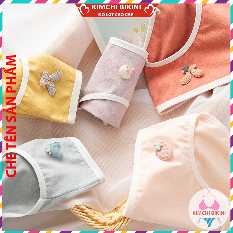 Quần trong Cotton trơn cạp viền chun dễ thương KIMCHIBIKINI quần lótnữ cute mềm mại xinh đẹp QL074