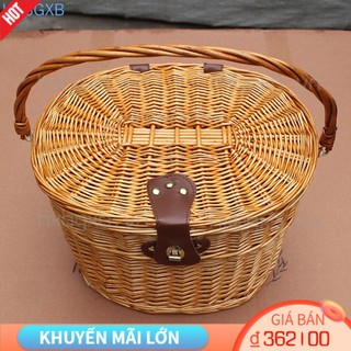 Giỏ xe đạp đan mây phong cách vintage