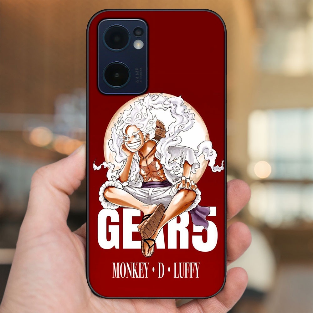 Ốp lưng Oppo Reno 7 5G viền đen in hình Luffy Gear 5 Nika One Piece Đảo Hải Tặc