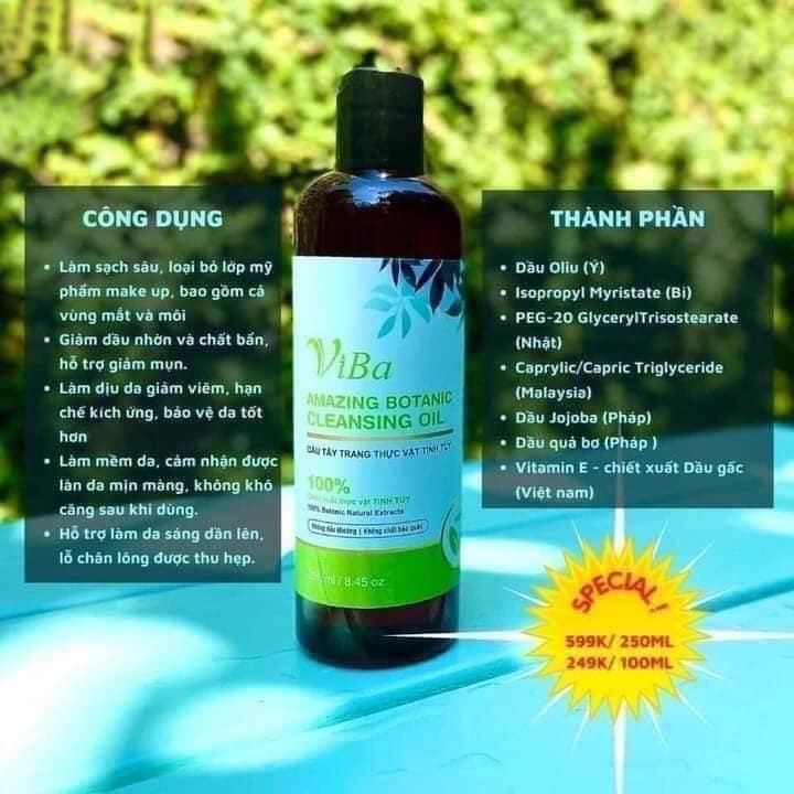 Dầu tẩy trang dưỡng ẩm thuần thực vật ViBa,  Amazing Botanic Cleansing Oil sạch sâu, mềm da - Kaka Beauty