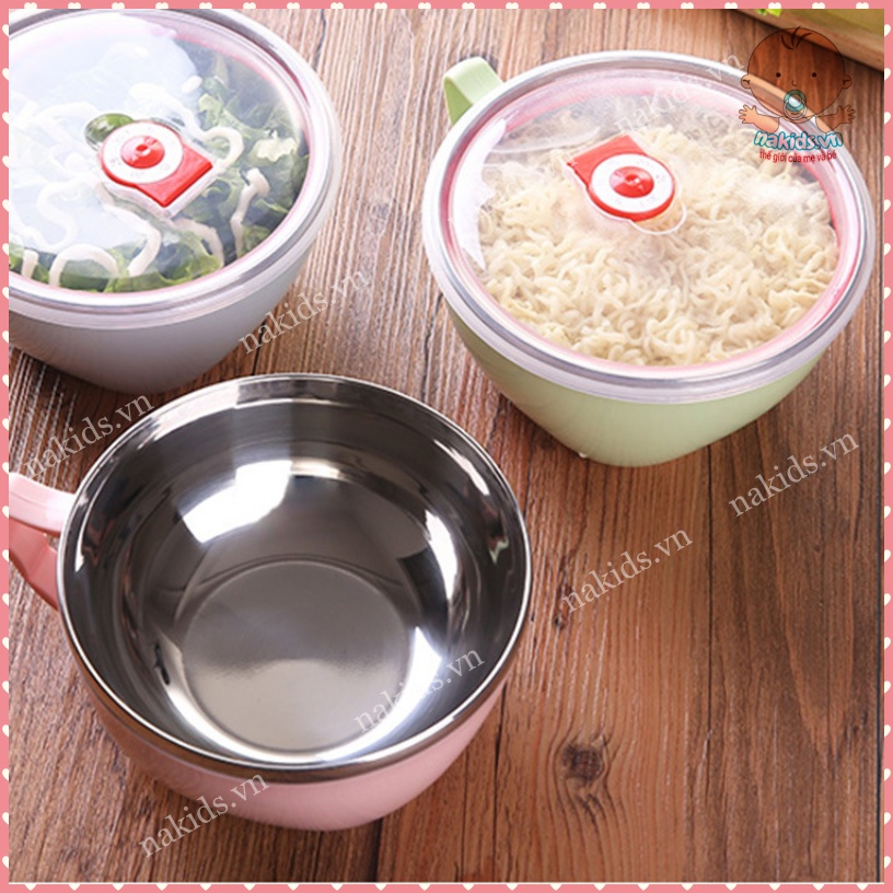 Bát Inox Có Nắp Đậy Chống Tràn Và Có Quai Cầm, Thố Đựng Cơm Văn Phòng