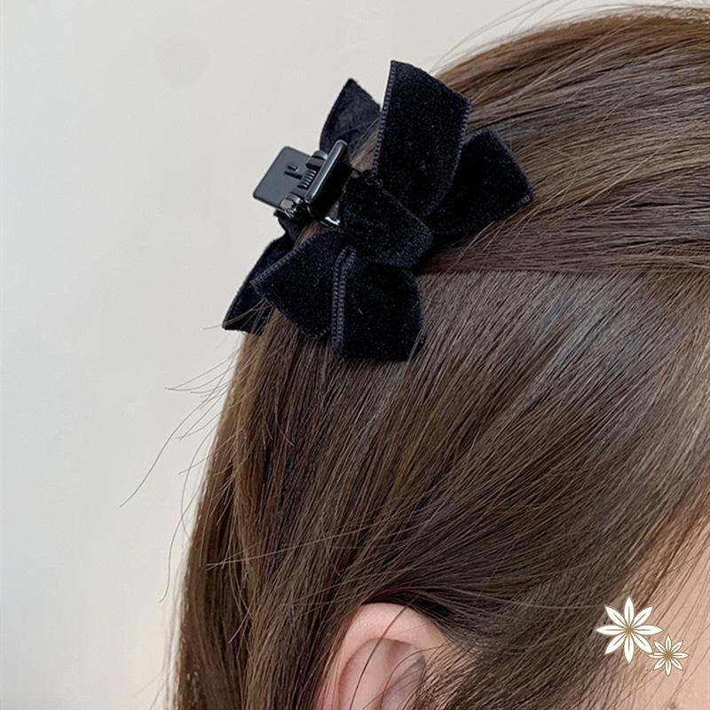 Kẹp Tóc Nơ Nhỏ Bằng Nhung Đen Phong Cách Pháp Thời Trang Mùa Hè Cho Nữ