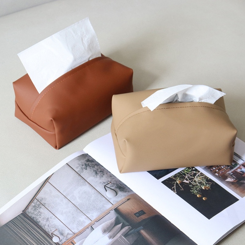 Hộp Đựng Khăn Giấy Bằng Da Phong Cách Bắc Âu Giá Đỡ