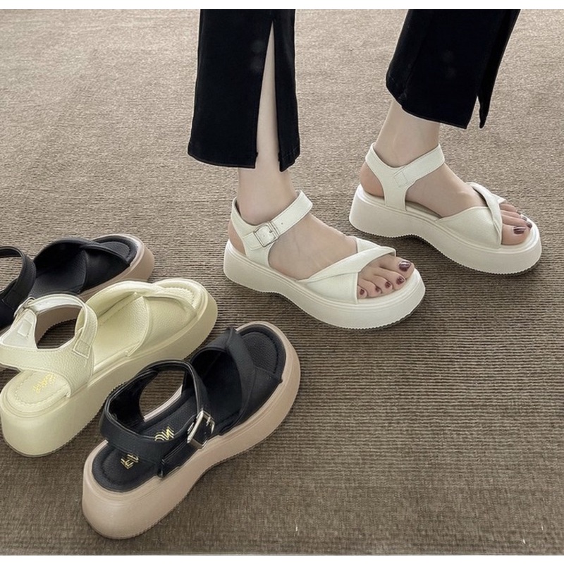 Giày Sandal Nữ Ulzzang bản cao cấp - Giày Sandal đế cao mẫu mới đi học mang áo dài chuẩn hàng
