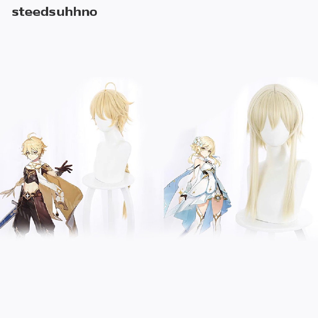 Tóc Giả Chịu Nhiệt Màu Vàng Dùng Hóa Trang Nhân Vật Lumine Aether Trong Anime Genshin Va Chạm hhno