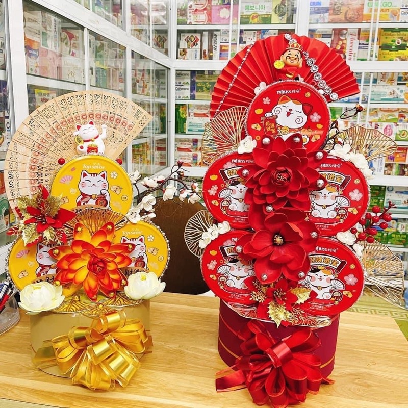 Bánh lễ tứ phủ - Bánh thần tài hộp thiếc - trọng lượng 120g - Bánh quy hot hit năm Quý Mão 2023