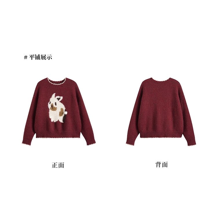 Áo Sweater Xindahui Cổ Tròn In Hình Thỏ Giáng Sinh Thời Trang Thu Đông 2022 Cho Nữ