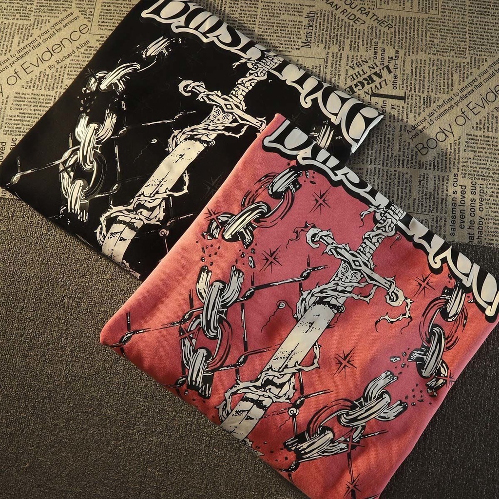 Áo nỉ có mũ trùm đầu, dáng rộng in hình thanh gươm sau lưng cá tính áo hoodie thời trang nam nữ, unisex