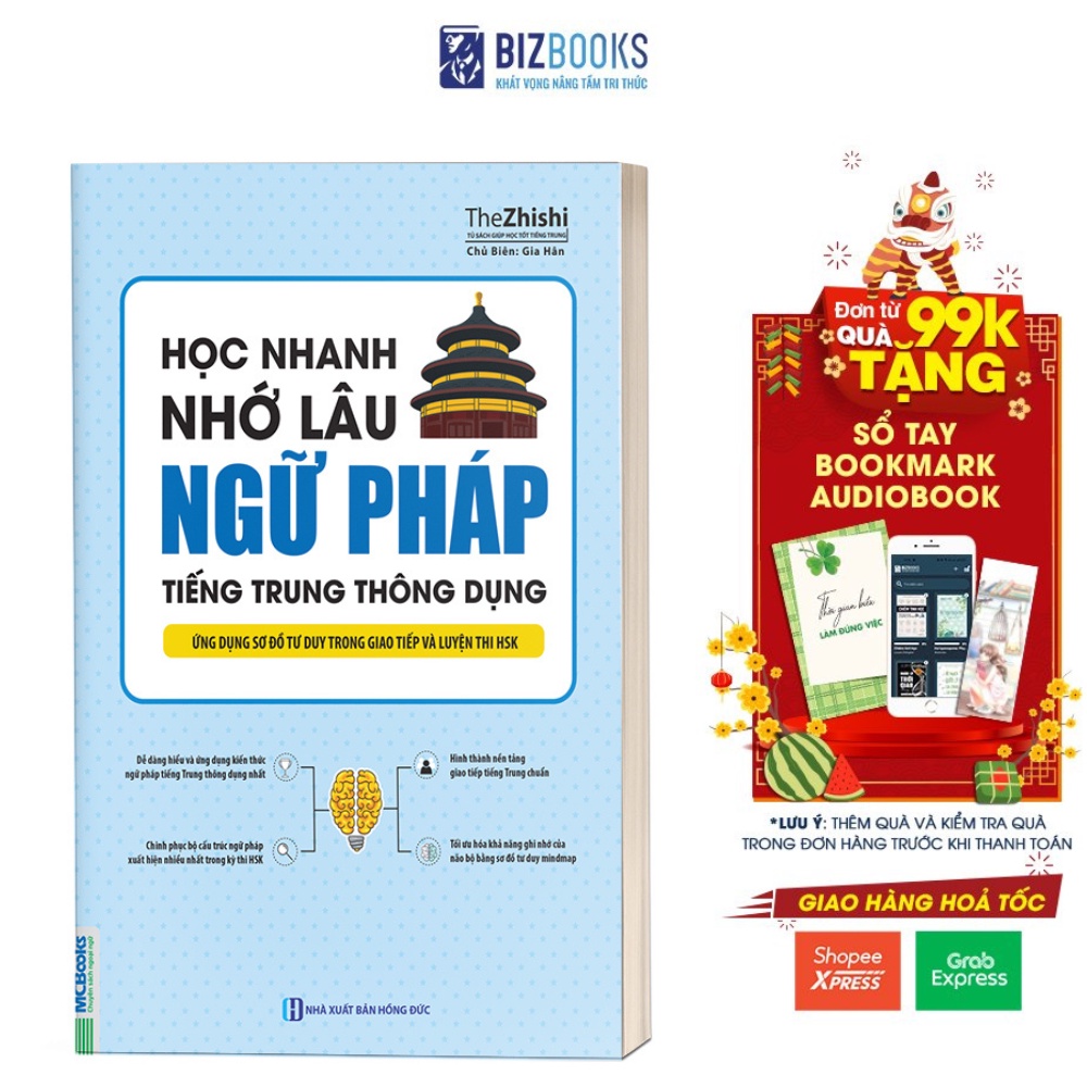 Sách - Học Nhanh Nhớ Lâu Ngữ Pháp Tiếng Trung Thông Dụng - Ứng Dụng Sơ Đồ Tư Duy Trong Giao Tiếp Và Luyện Thi HSK