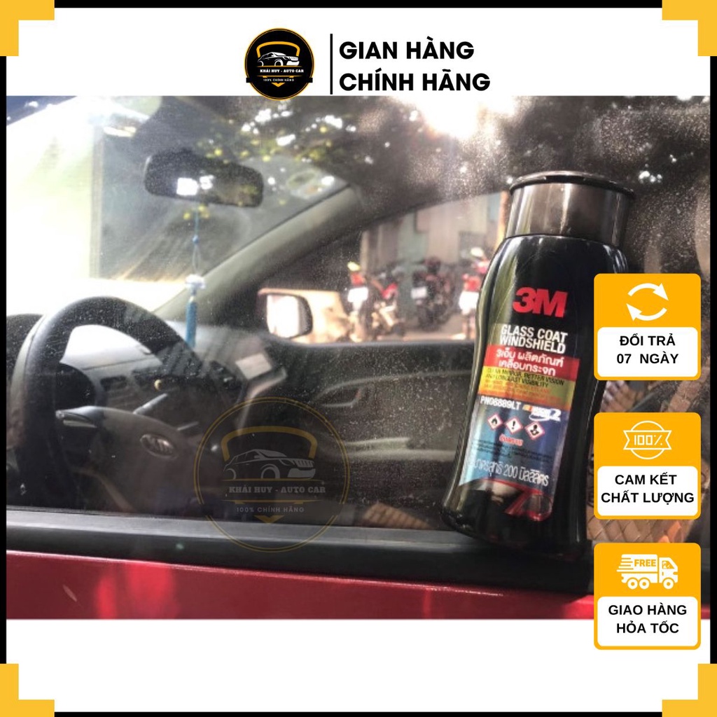 dung dịch phủ nano chống bám nước trên kính xe-3M 08889LT Glass Coat windshield (200ml)