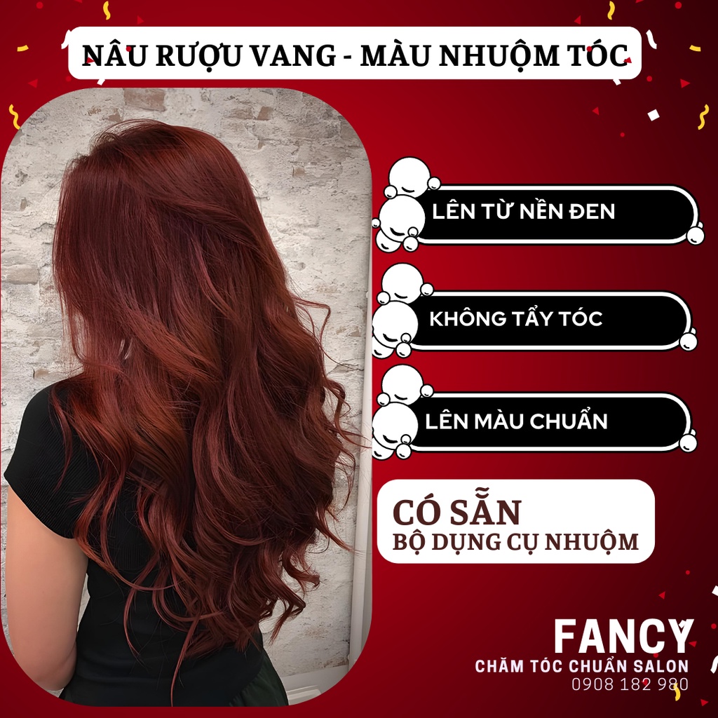 Màu Nhuộm Tóc Nâu Đỏ Rượu Vang, Sẵn Dụng Cụ Nhuộm Lên Màu Chuẩn, Dưỡng Tóc Phủ Bạc 100% Noveno Không Hư Tổn Tóc