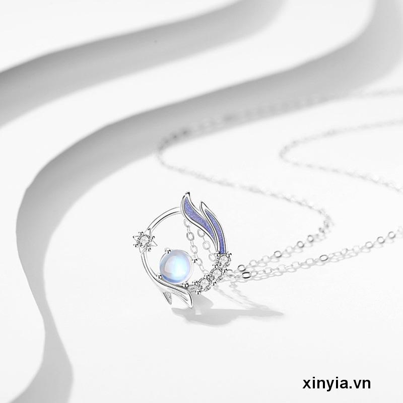 🌺Vòng Cổ Nữ Thiết Kế Đuôi Cá Đính Đá Mặt Trăng Sang Trọng