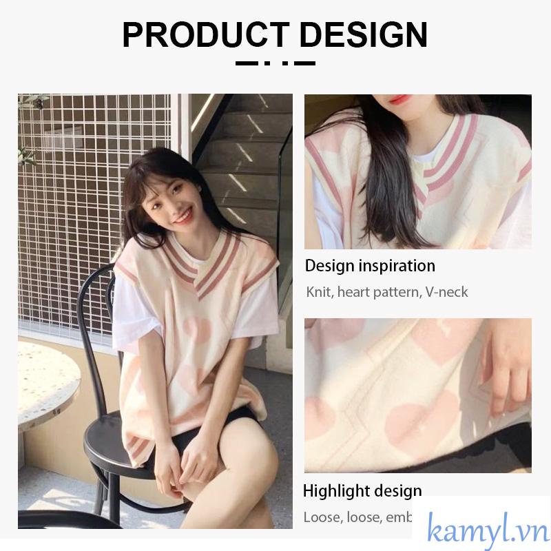 Áo gile Vest trái tim, Áo Len Nữ đẹp Thời Trang điệu đà nữ tính phong cách ulzzang dễ thương