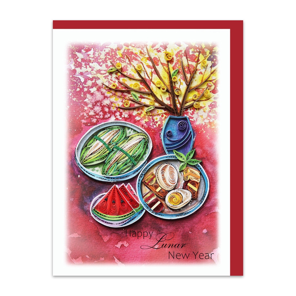 Thiệp Giấy Xoắn Tết Sum Vầy Size 13x18cm