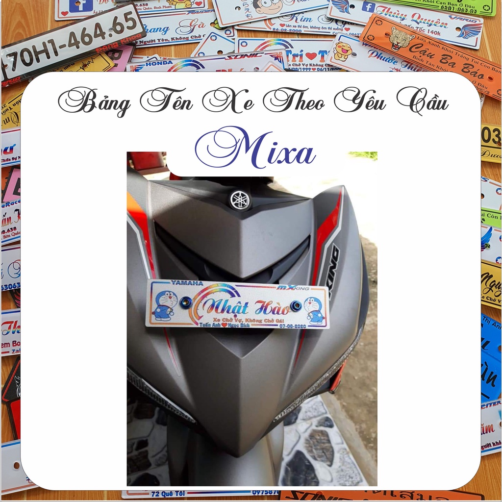 Bảng tên xe máy Inox 304 không gỉ tặng kèm ốc titan+bass gắn