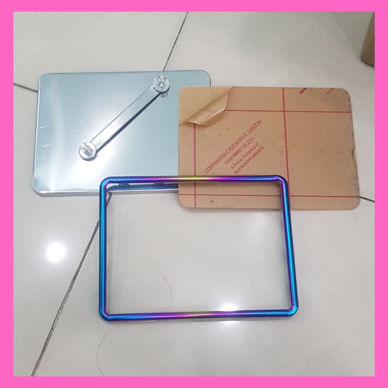 Bộ khung tian 7 màu kèm bảng inox, Mica nhựa lắp biển xe máy 4 số, 5 số.