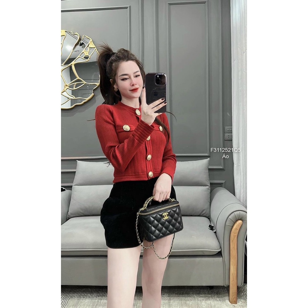 Áo len tay dài phối nút hàng QC!