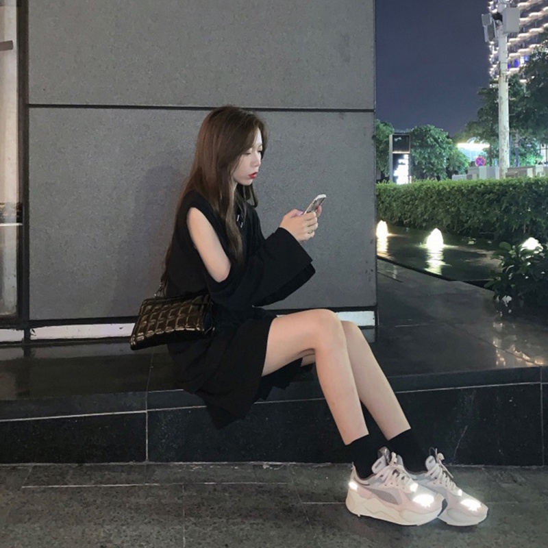 IELGY IELGY Áo Thun Tay Dài Dáng Rộng Màu Sắc Đơn Giản Phong Cách Hàn Quốc Cho Nữ