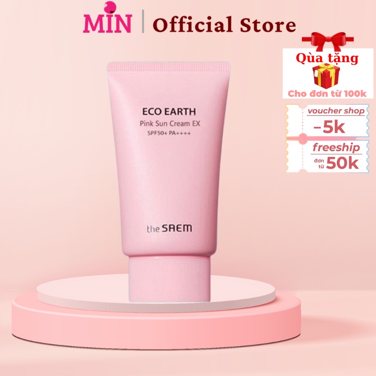 Kem Chống Nắng The Saem Eco Earth Power hồng 50ml Hàn Quốc