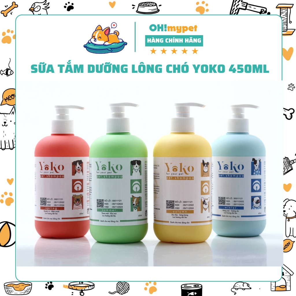 Sữa Tắm Dưỡng Lông Cho Chó YOKO 4 Mùi Hương Thơm Tự Nhiên 450ML và 55ML - Hàng Chính Hãng