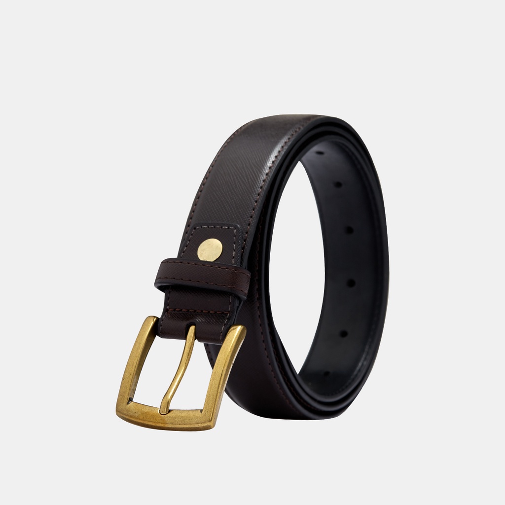 Thắt Lưng Da Bò Saffiano Xuất Khẩu Mỹ DON ITALO 2 Màu Đen Nâu Dây Nịt Da Thật Cao Cấp DONTL05