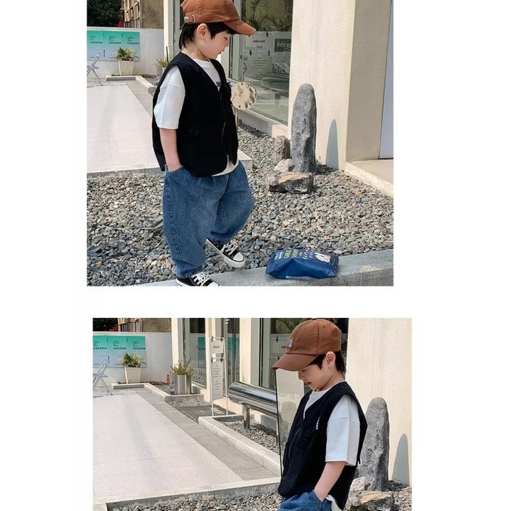 Áo Khoác Hai Lớp Không Tay Thời Trang Xuân Thu Cho Bé Trai