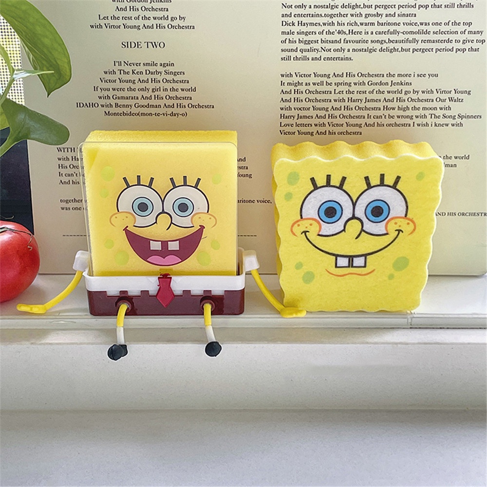 Miếng Bọt Biển Lau Chùi Bồn Rửa Chén Kiểu Hoạt Hình SpongeBob Sáng Tạo Dễ Thương