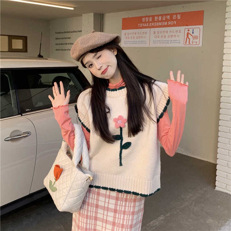 Áo Len Không Tay Cổ Tròn Dáng Rộng Thiết Kế Mới Thời Trang Theo Phong Cách Vintage