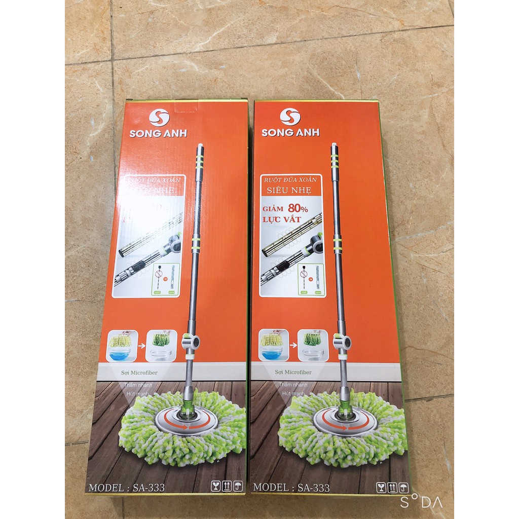 Cán Chổi Lau Nhà Bàn Inox Song Anh Cao Cấp Tặng Kèm Bông Lau