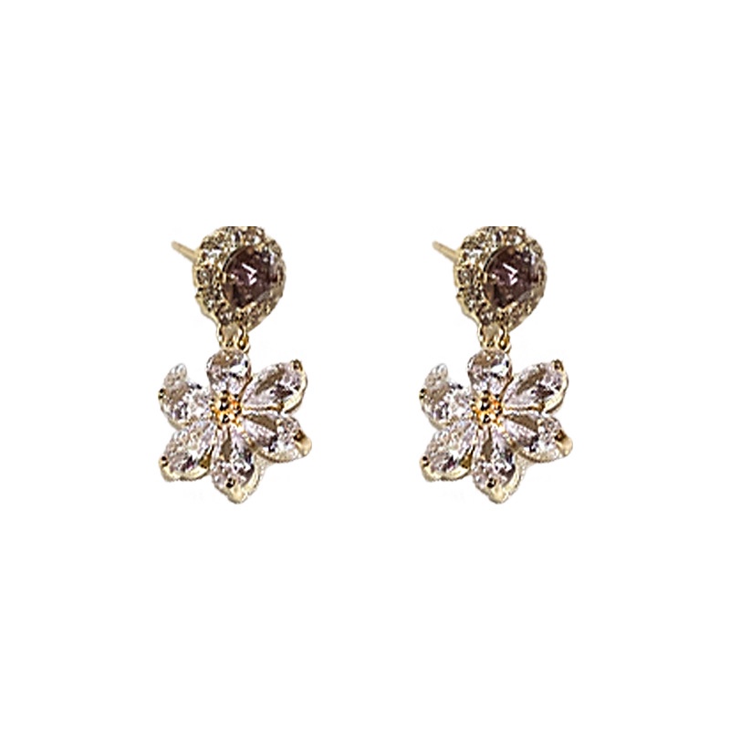Bông Tai Hình Tròn Đính Đá Zircon Phong Cách Hàn Quốc Sang Trọng Thời Trang Cao Cấp