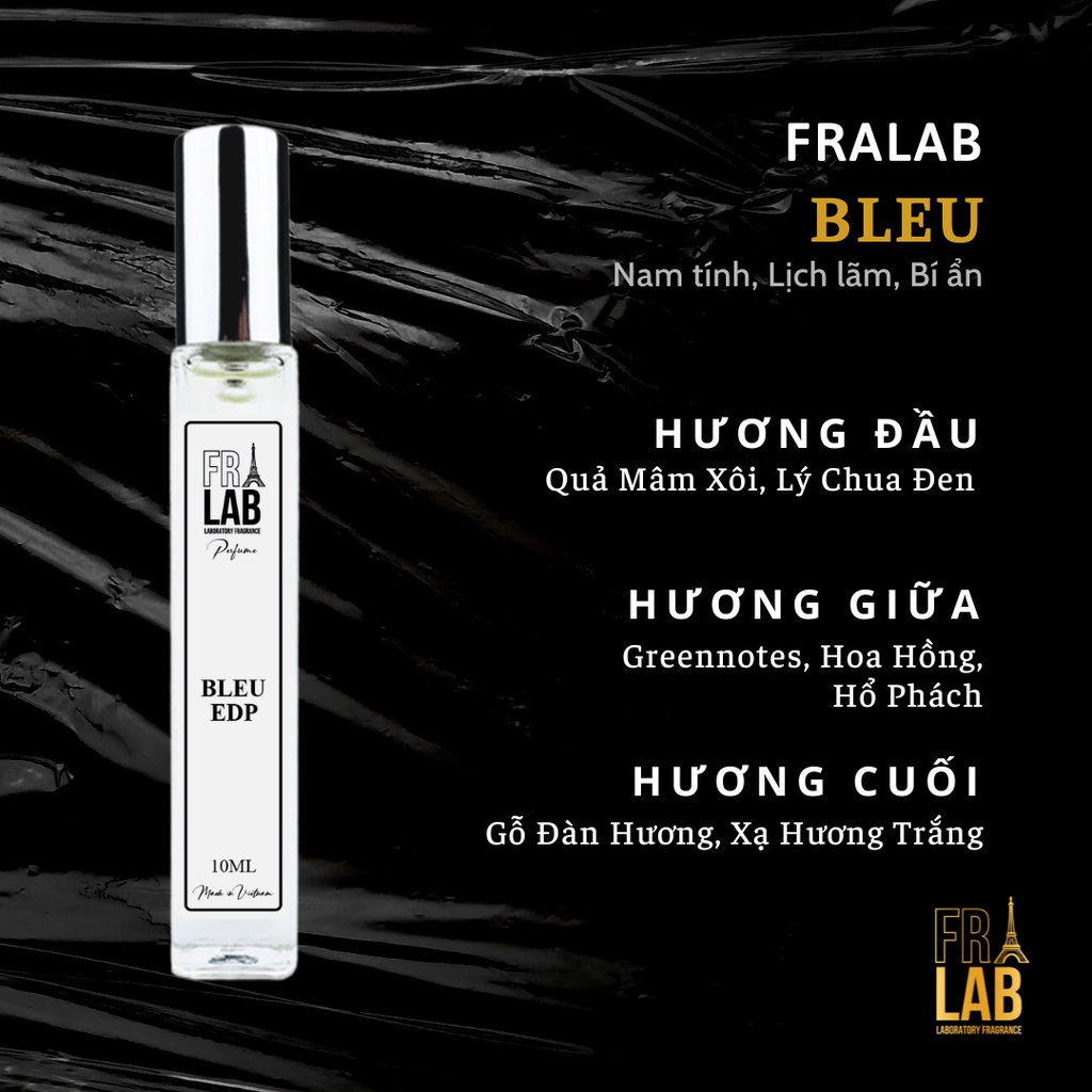 Tinh Dầu Nước Hoa Dạng Xịt Fralab Bleu 10ml, Nam Tính, Lịch Lãm, Bí Ẩn