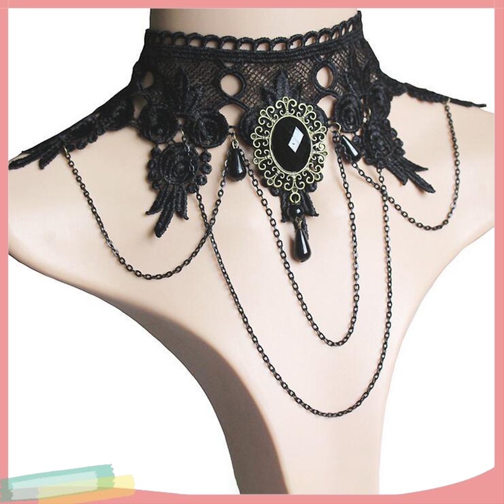 Bộ Trang Sức Ren Hoa Đính Đá Quý Nhân Tạo Thời Trang Dành Cho Nữ