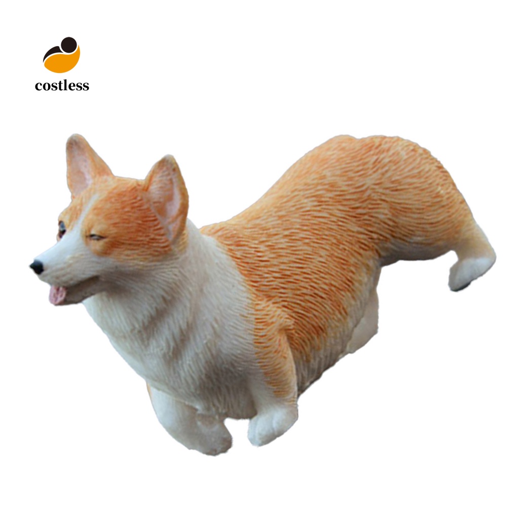 Tượng Mô Hình Chú Chó Corgi Bằng Nhựa Resin Trang Trí Tiểu Cảnh DIY